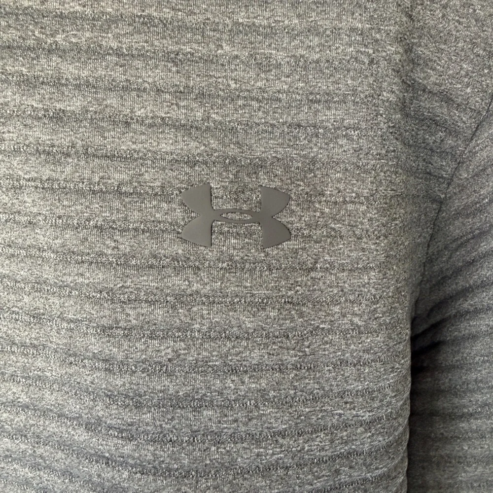 Under Armour Mens Gray Ribbed Quarter Zip Pullover Athletic Jacket Large 2XL